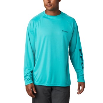 Columbia PFG Terminal Tackle Long Sleeve, Sudaderas Turquesa Claro Azul Marino Para Hombre | 278394-